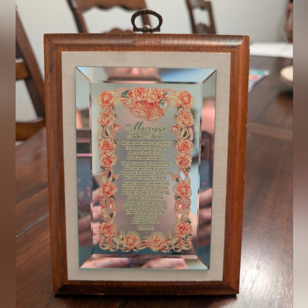 Beautiful "Marriage Takes Three" Dicksons Mirrored Plaque